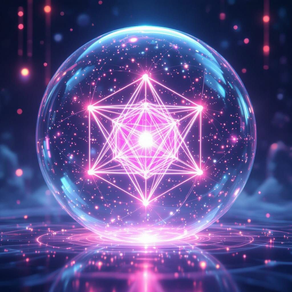 Energy Bubble with Metatron Cube Morphing into Human