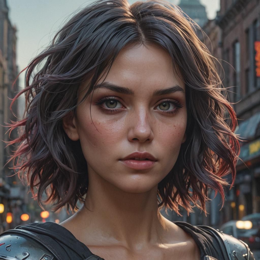 Raygun Gothic Superhero Woman Portrait