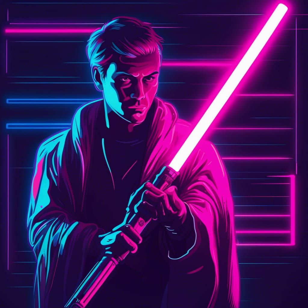 Lightsaber in Synthwave Neon Retro Style