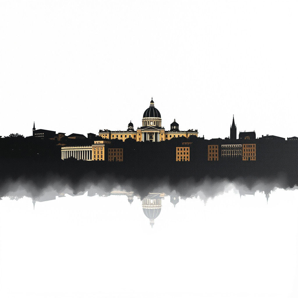 A captivating minimalistic silhouette painting of the Rome skyline