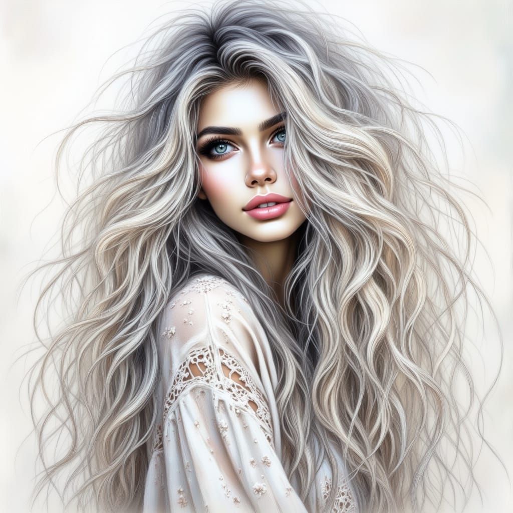 Airy Silhouette of a Beautiful Girl in Pastel Colors