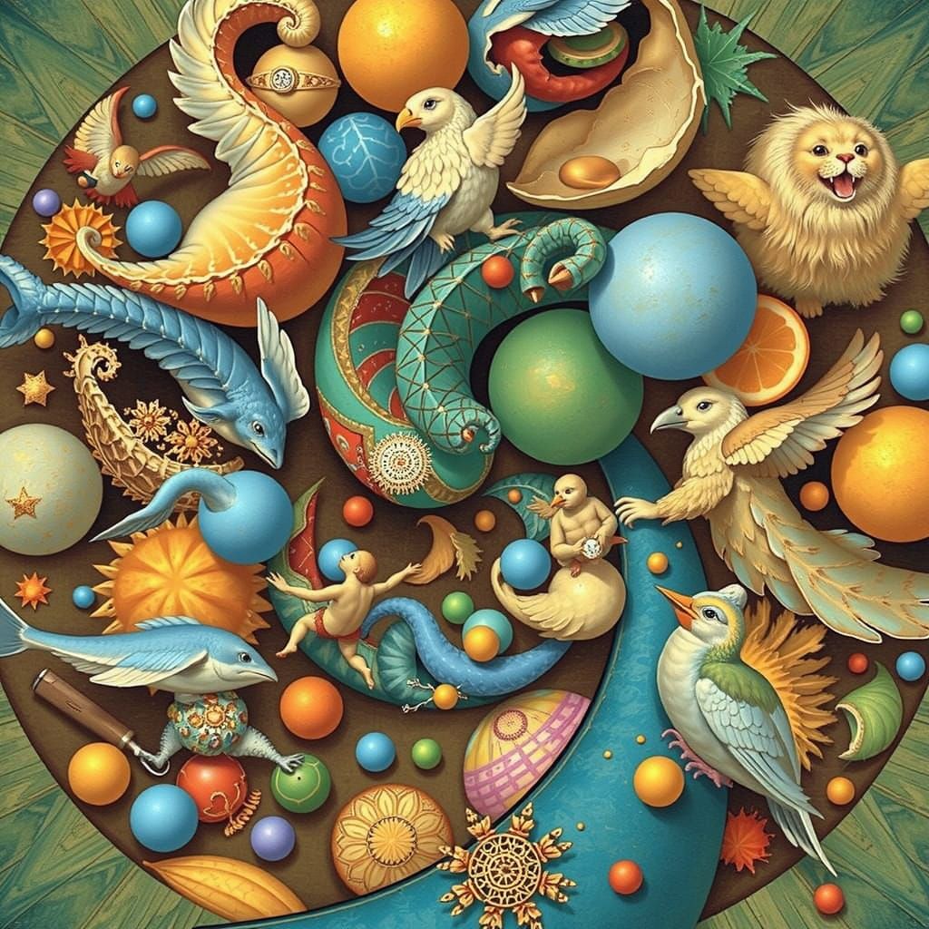 Abstract Geometric Curves and Spirals in Digital Art