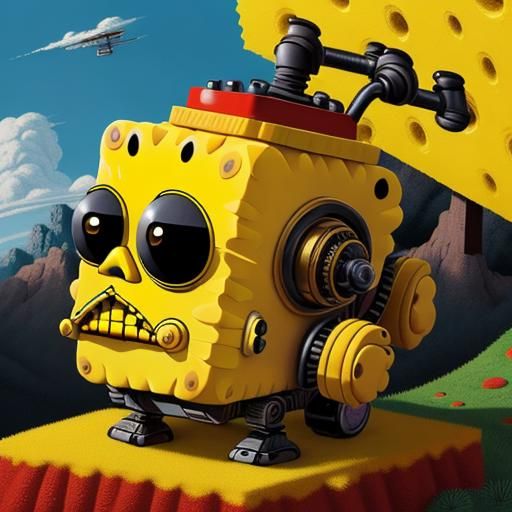 Robot on Hill: Pop Surrealism in Steampunk Style