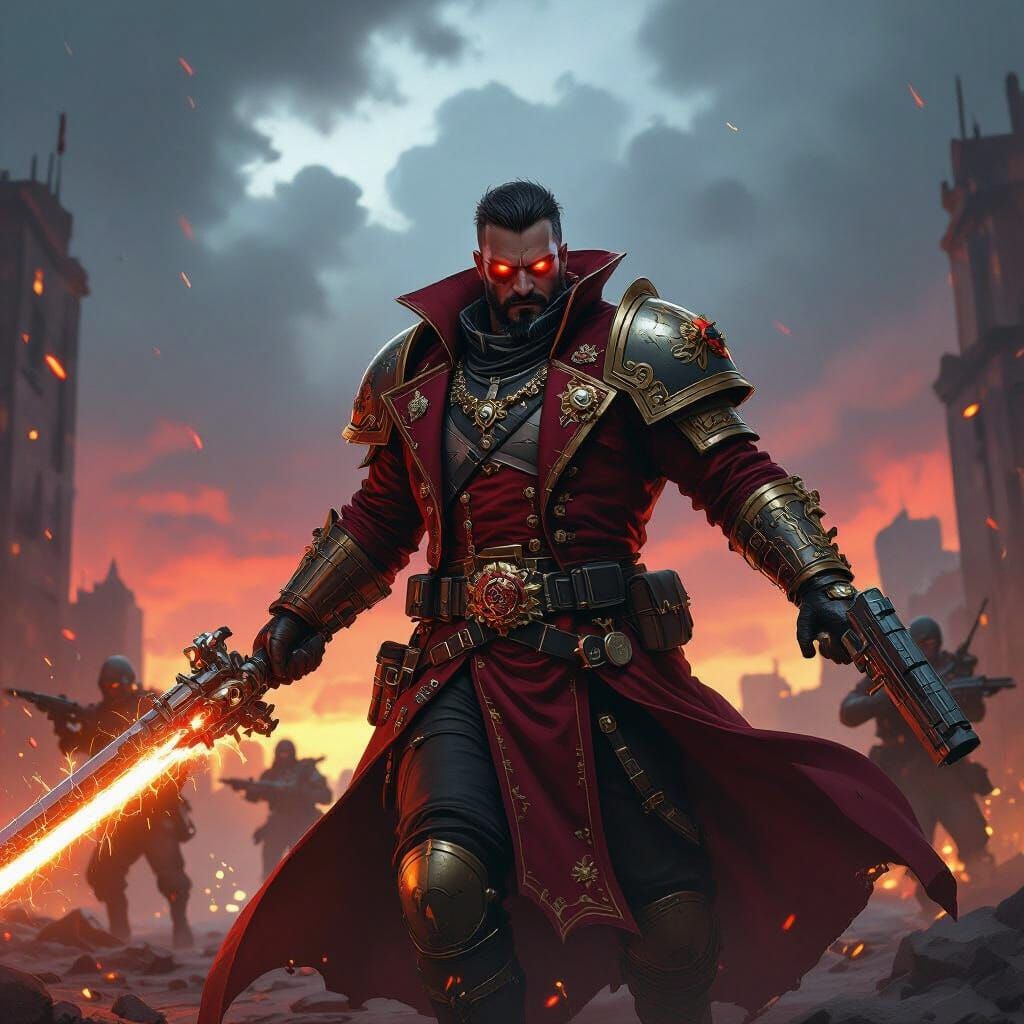 Rogue Trader Captain Leads Crew Into Battle