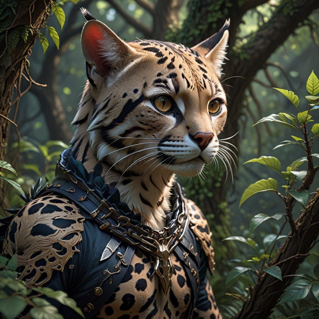Ocelot in Thorn Forest: 3D Anime Art