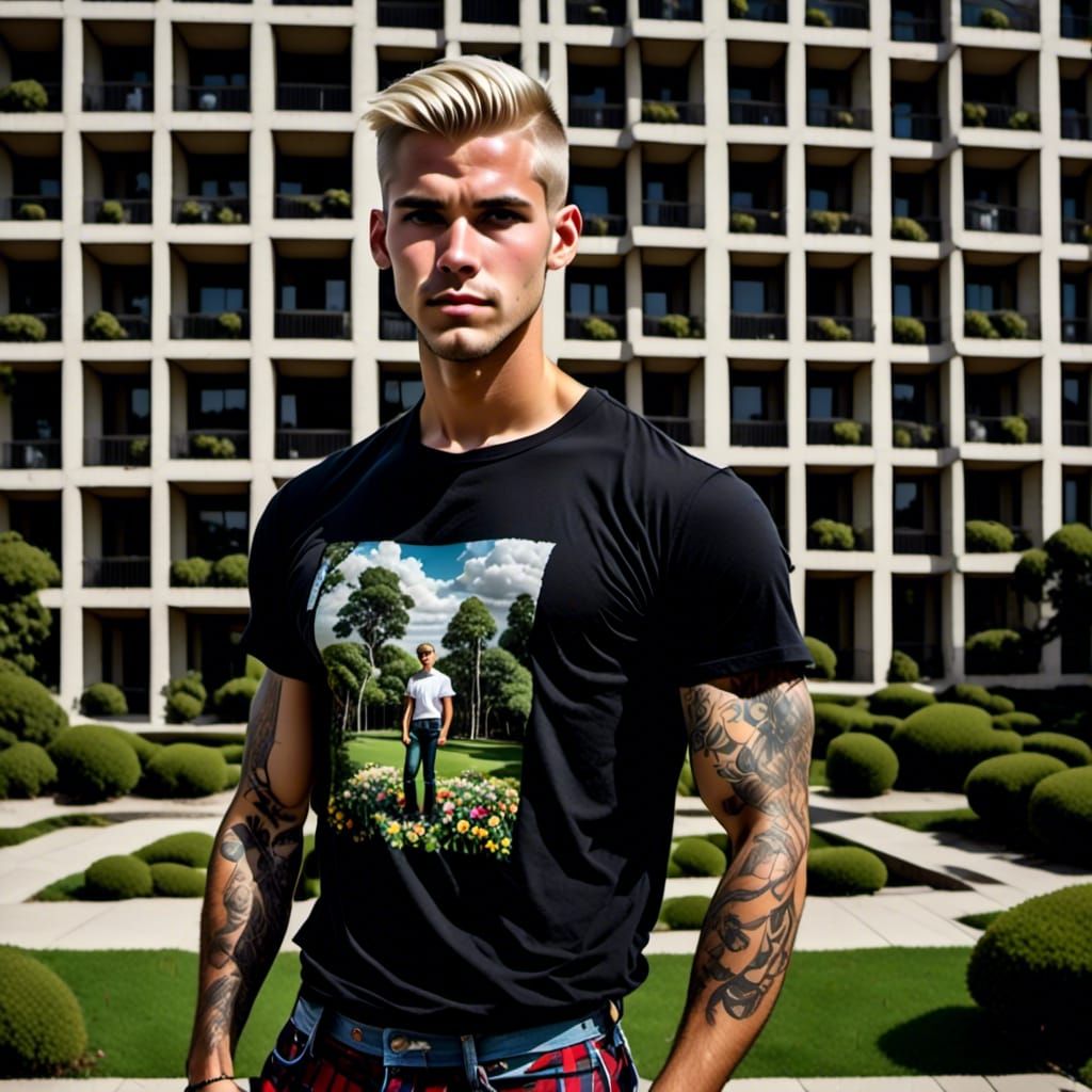 Handsome man in a skyscraper environment