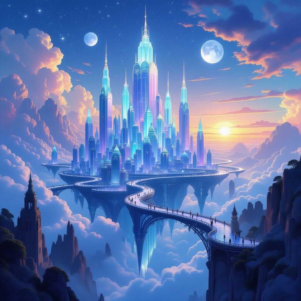 Breathtaking Cloud City in Art Nouveau Style