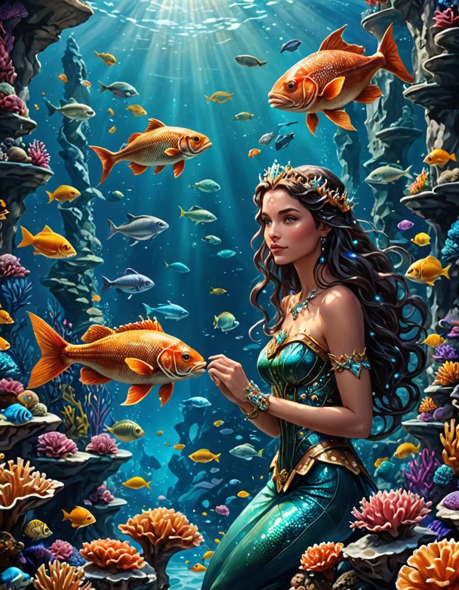 Glittering Underwater Atlantis Fantasy with Mermaids