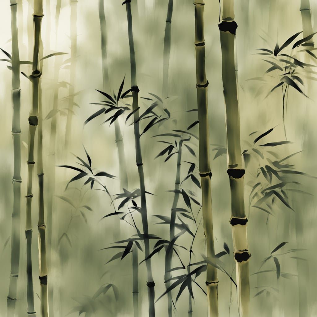 Serene Bamboo Forest in Sumi-e Style