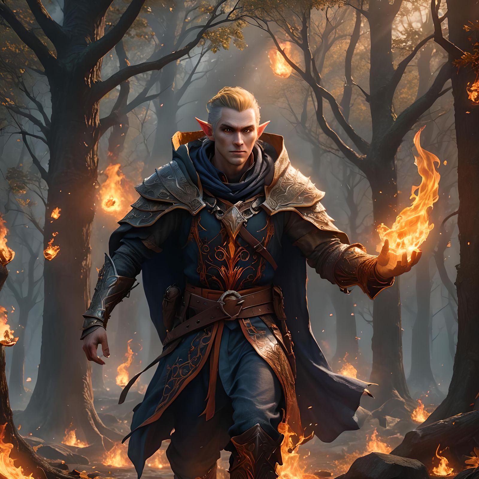 Fiery Male Elf from Dungeons and Dragons