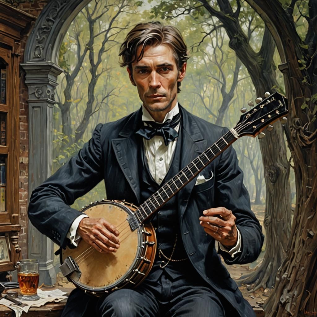 Dorian Gray Plays Banjo: An Oil Painting