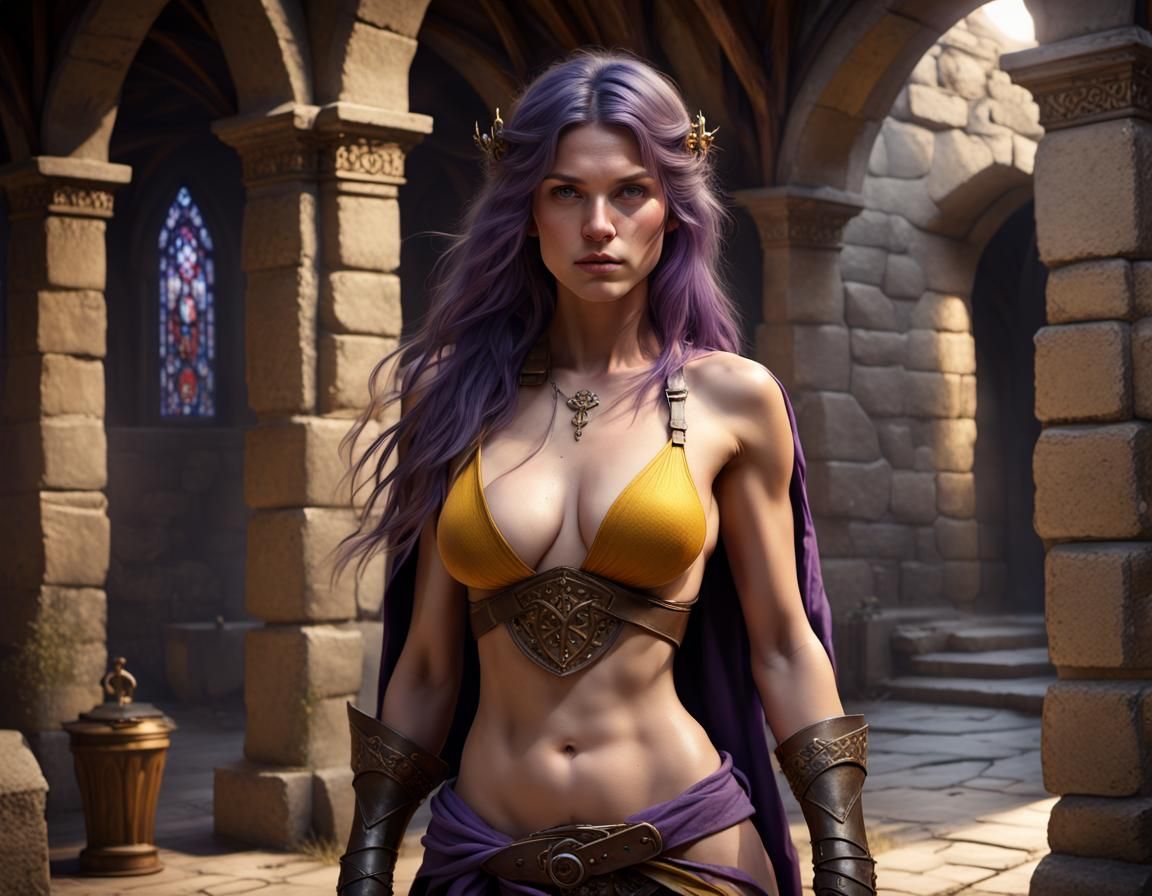 Hyperdetailed Nude Medieval Adventurer in Dark Fantasy Style