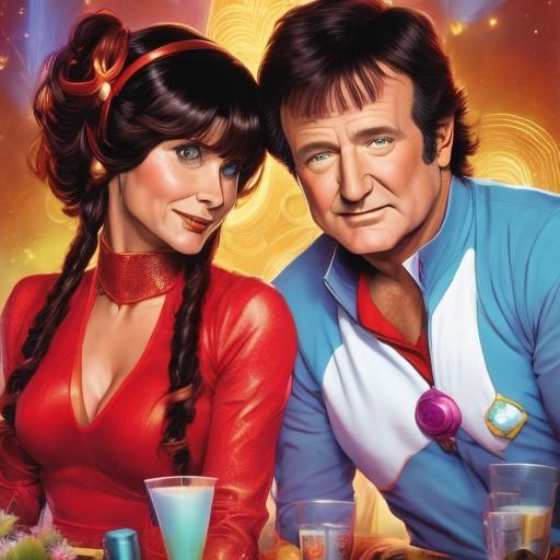 Mork and Mindy Homage: Hyperrealistic Detailed Shot