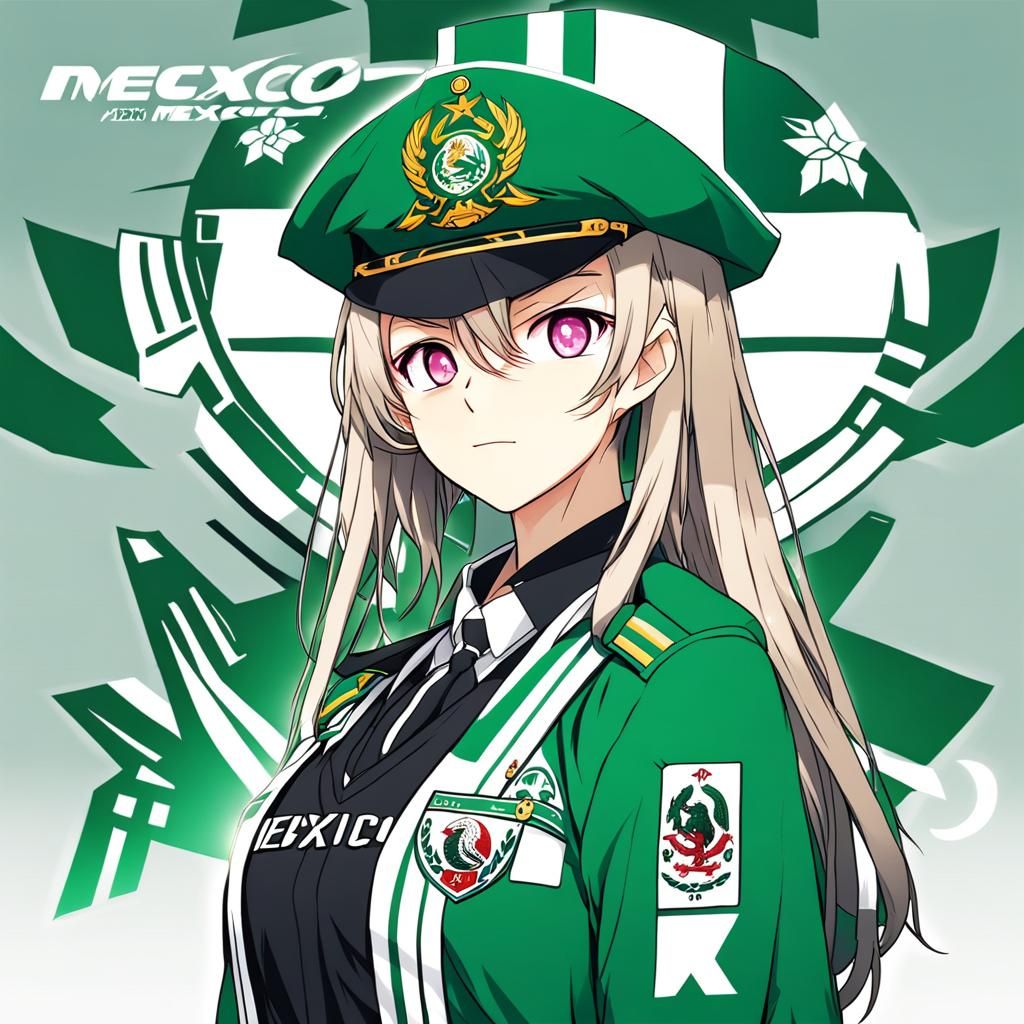 Anime Style Student in Mexican Uniform