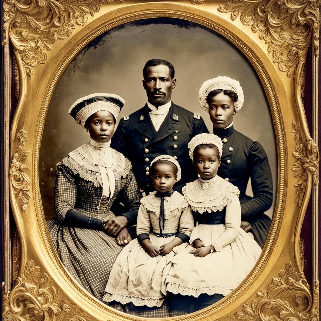 19th Century African American Family Antique Photo