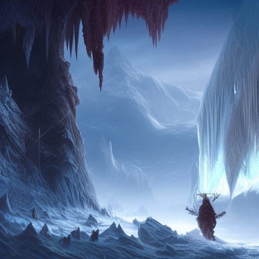 Intricate Ice Formations in Detailed Matte Painting