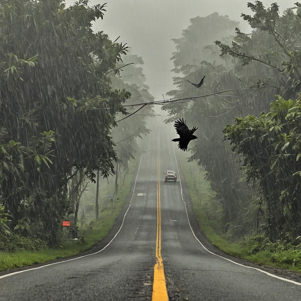 Fantastical Road with Flying Heroes, Digital Art
