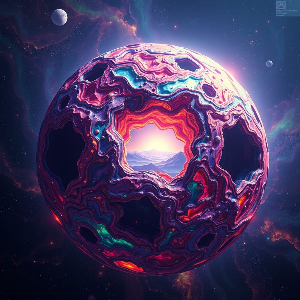 Ethereal Cosmic Entity in Vibrant Iridescent Hues