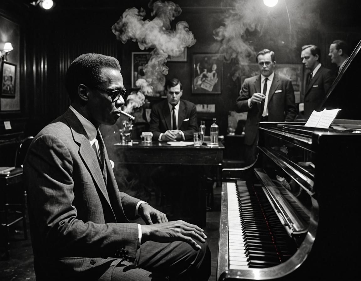 1960s New York Jazz Club in Grayscale