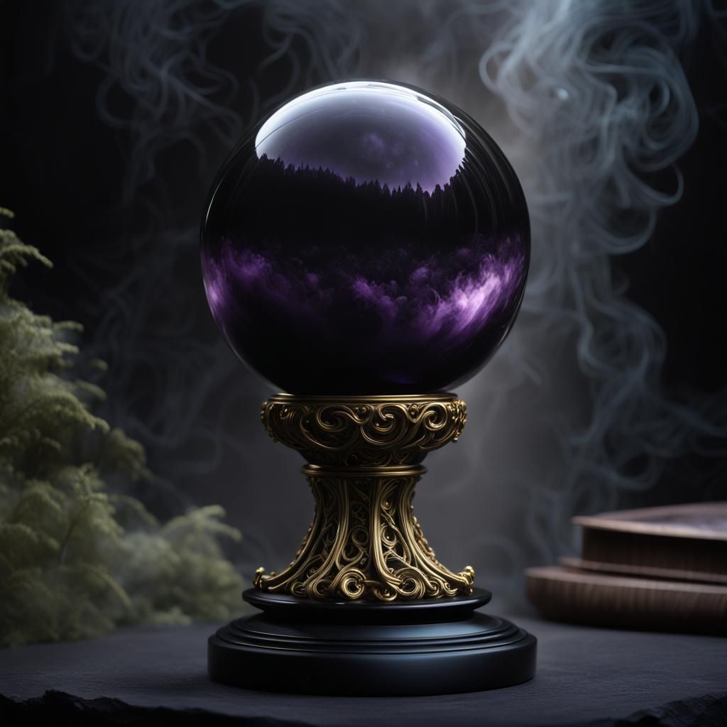 Obsidian Orb on Pedestal: High Fantasy Film Still