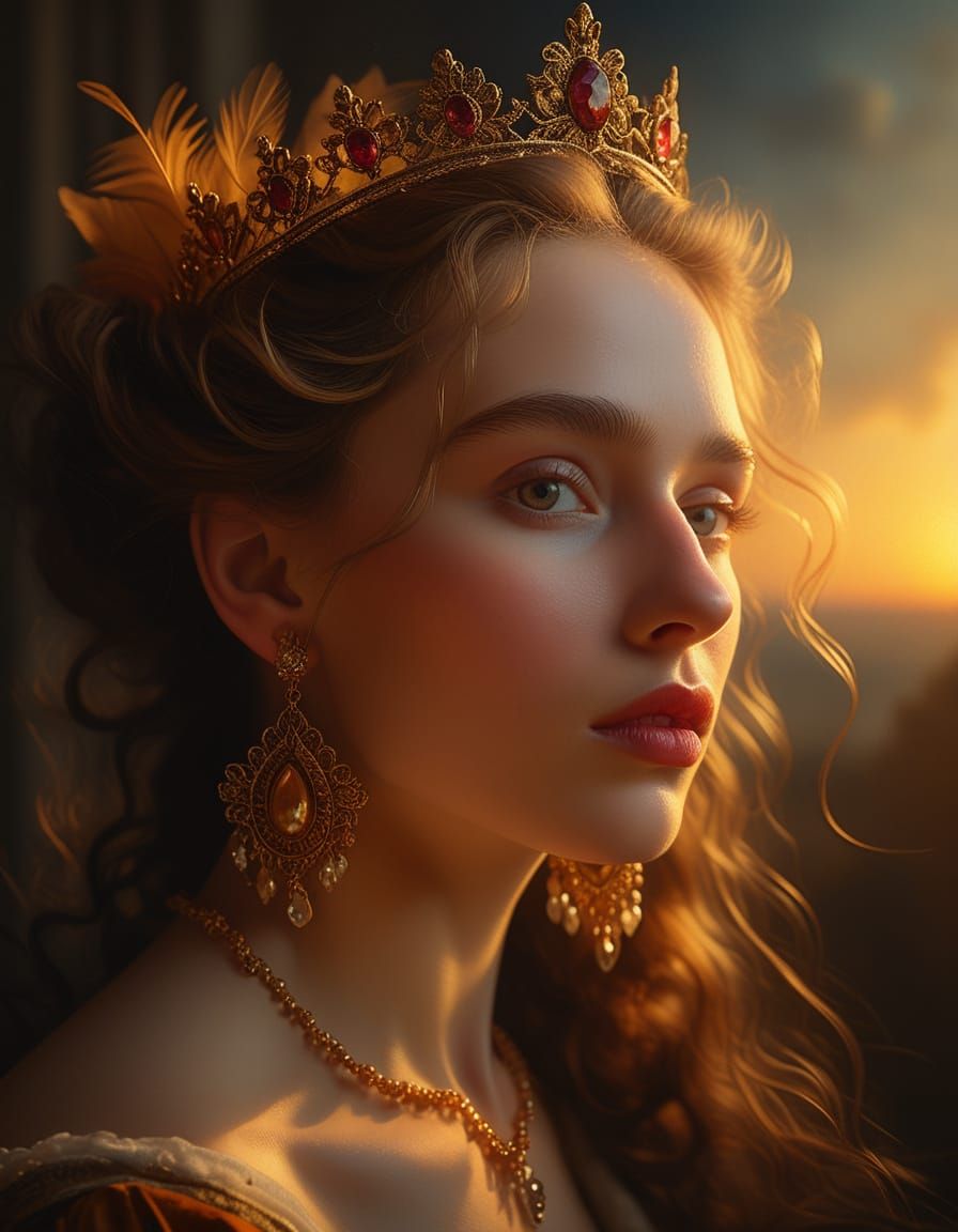 Renaissance Portrait of a Noblewoman in Soft Golden Light
