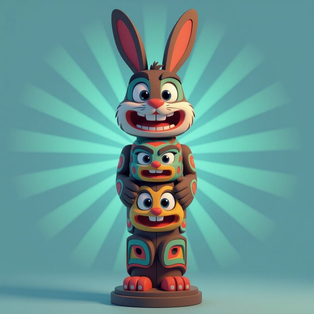 Looney Tunes Totem Pole in 3D Digital Art