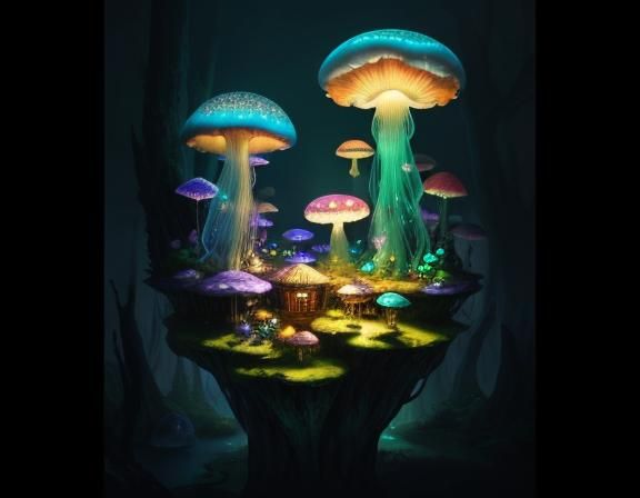 Jellyfish in Toadstool Forest: Beatrix Potter Style
