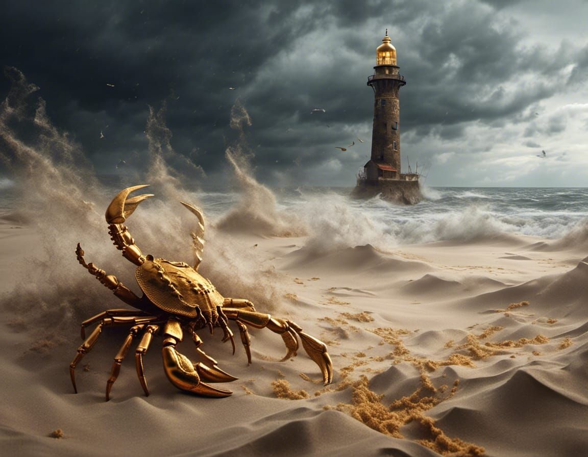 Treasure Buried in Sand Under Stormy Skies