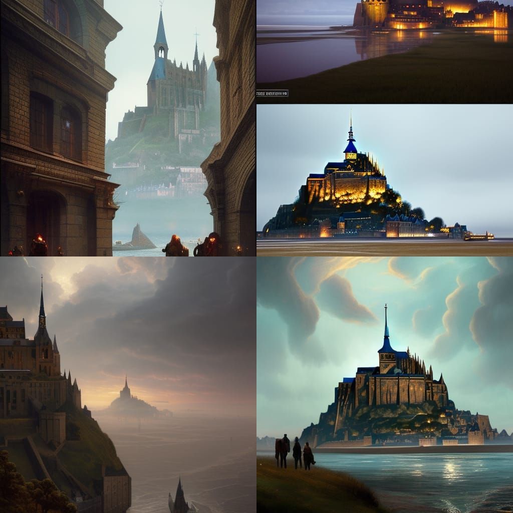 Mont Saint-Michel Dark Fantasy Concept Art