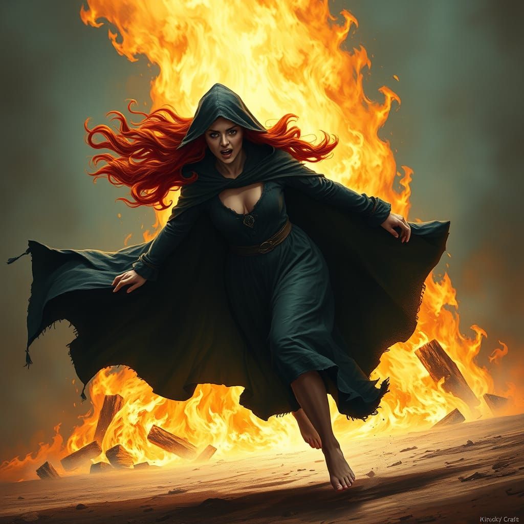 Medieval Maiden Fleeing Inferno