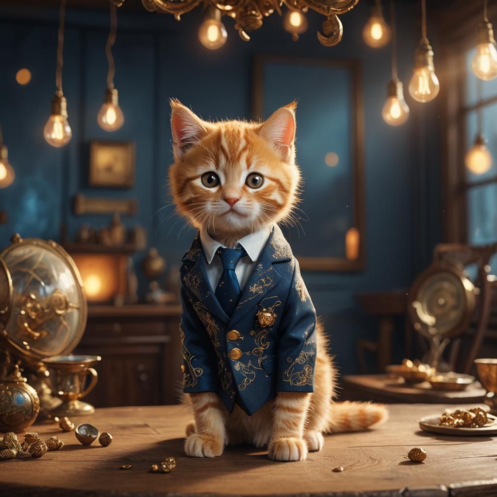 Ginger Kitten in Suit: Fantasy Concept Art