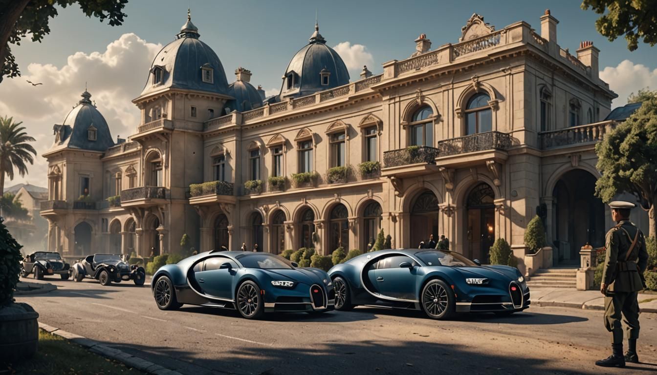 Bugatti Drive Amidst War, Digital Matte Painting