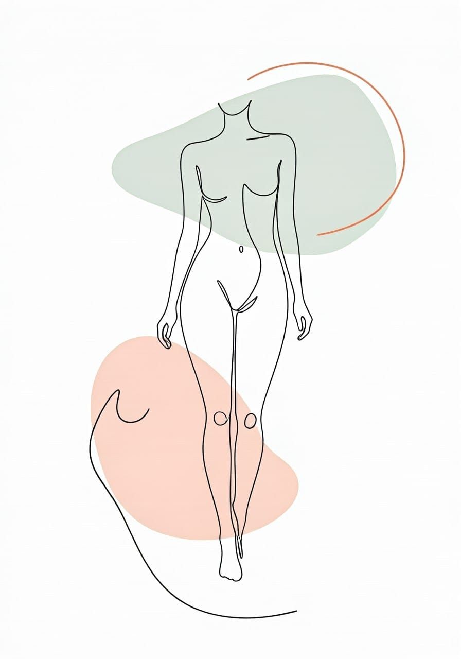 Elegant Japandi-Inspired Woman in Simple Line Drawing