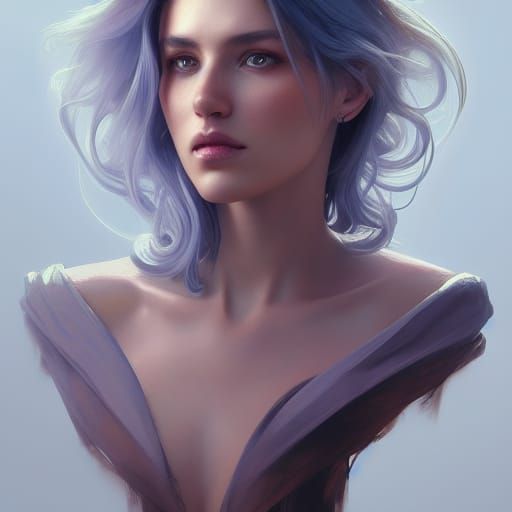 Detailed Portrait in the Style of Alphonse Mucha