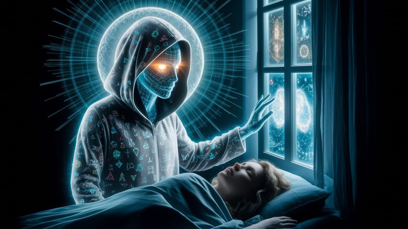 X-Ray Angelic Figure Taps Window in Holographic Illusion