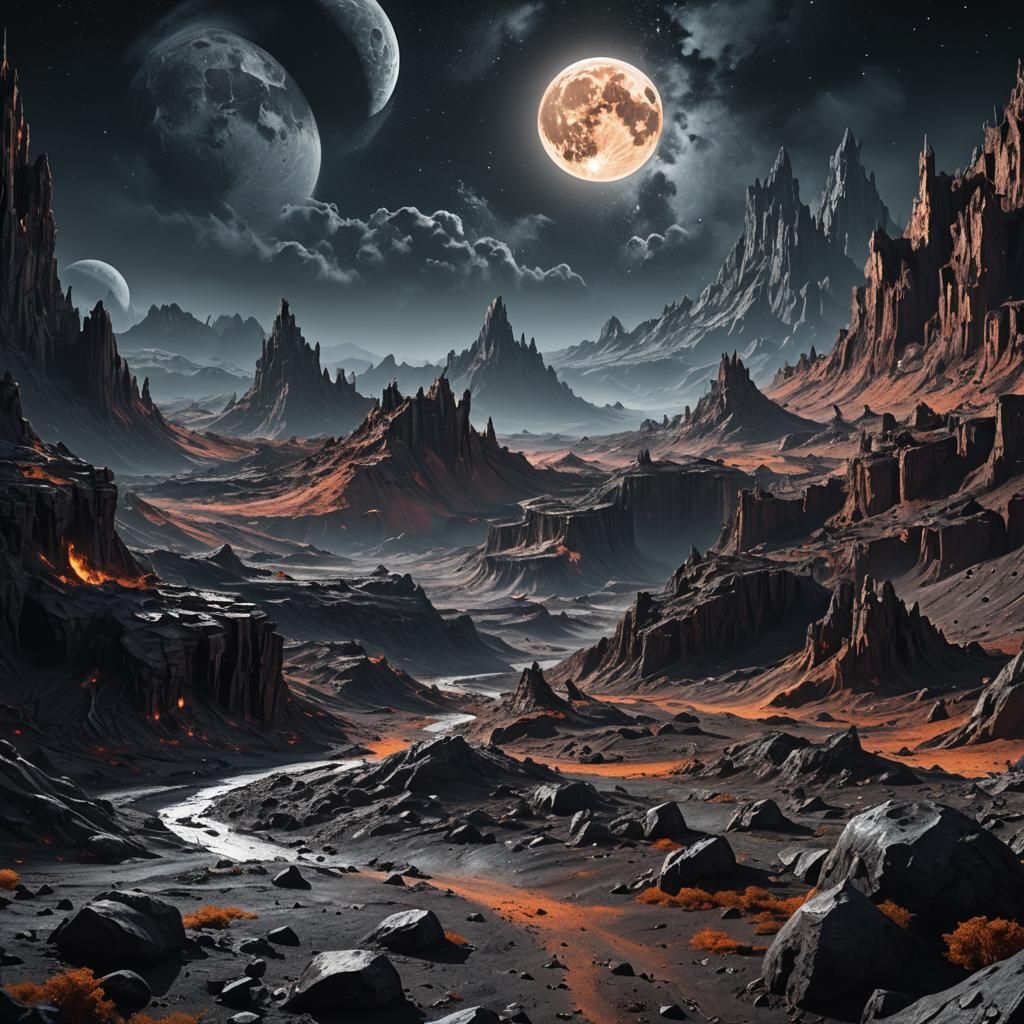 Darkness Descends on the Moon: Detailed Matte Painting