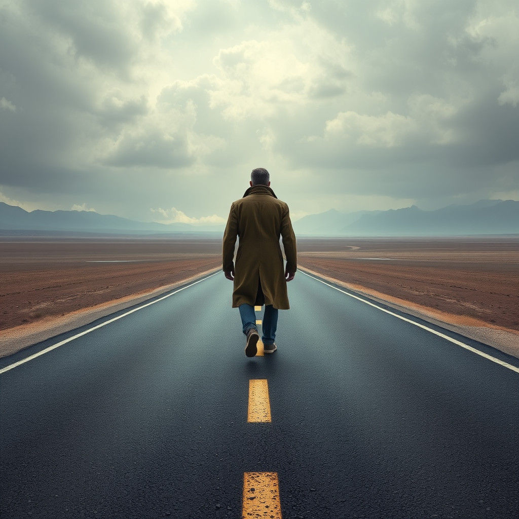 Endless Road: Surreal Desolation in Haunting Landscape