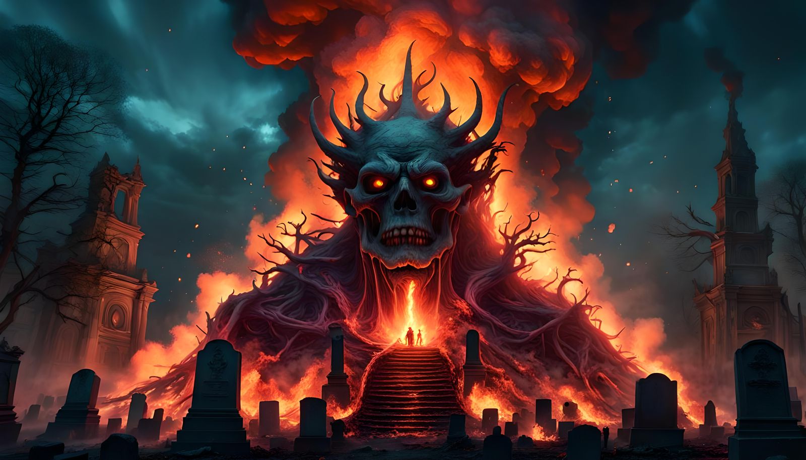 An Ancient Smoke Demon Rising Up From A Large Bonfire (Continued)