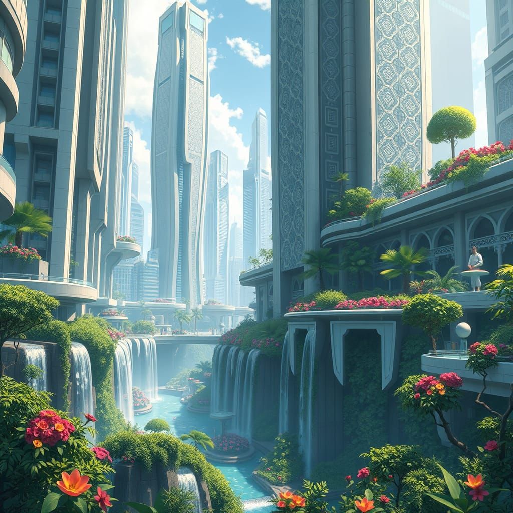 Futuristic Oasis: Where Nature Meets Technology