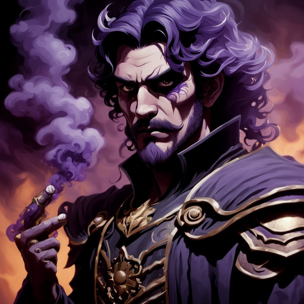 Dramatic Dark Fantasy Sorcerer Portrait in Gothic Style