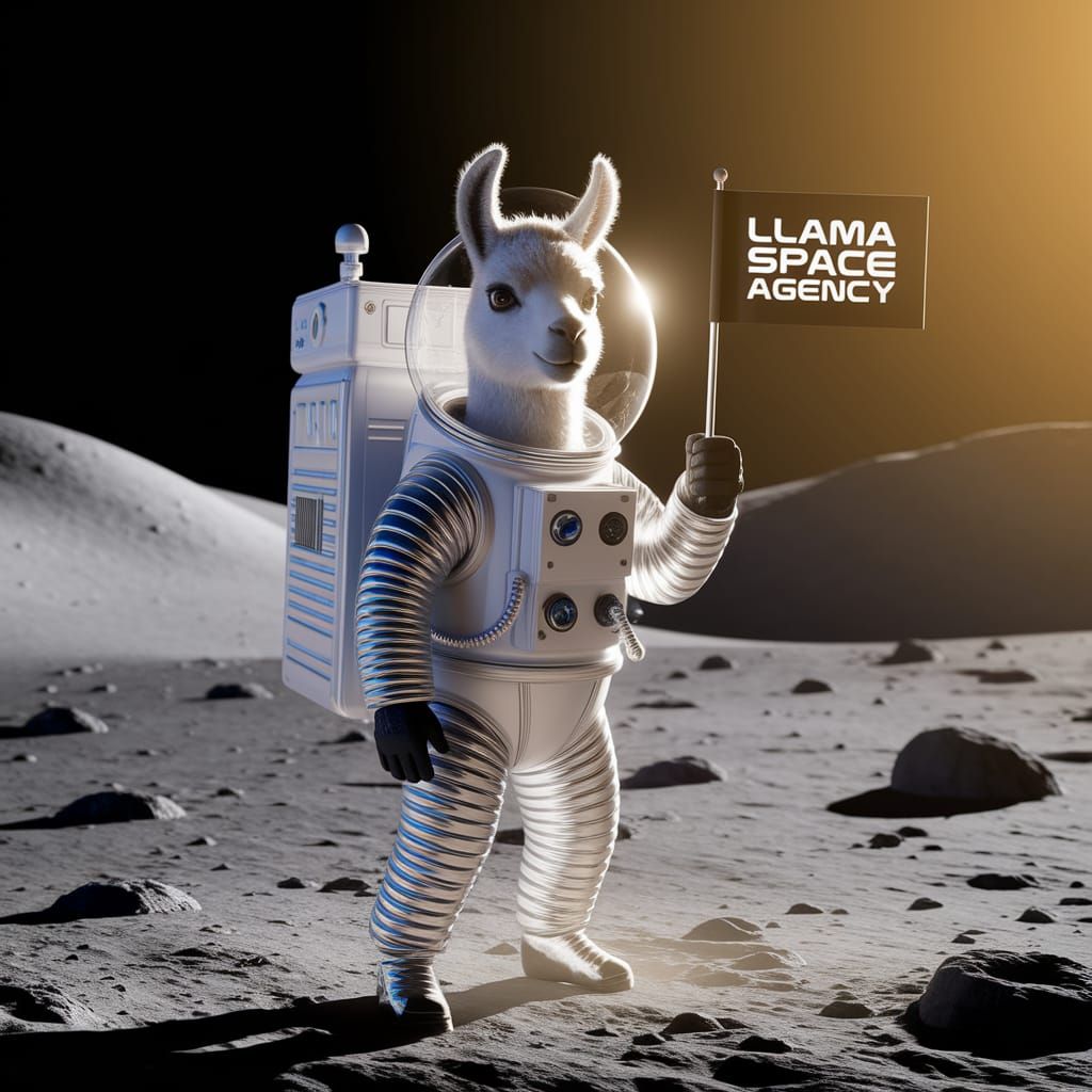 Llama Astronaut Embarks on Lunar Adventure