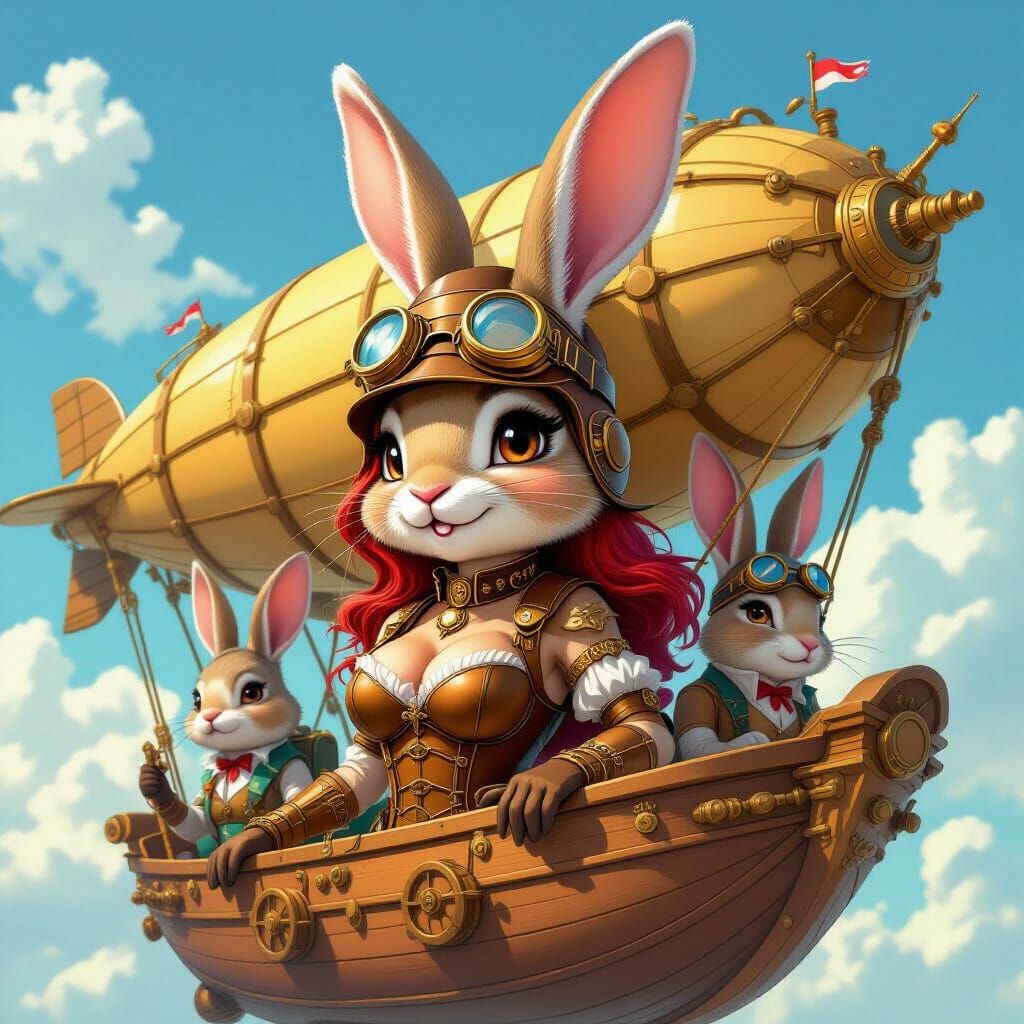 Steampunk Wonder Woman Rabbit Airship Captain