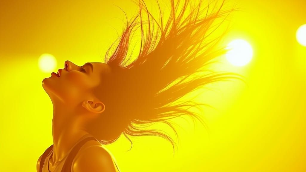 Woman in Ecstasy Blown Away by Music