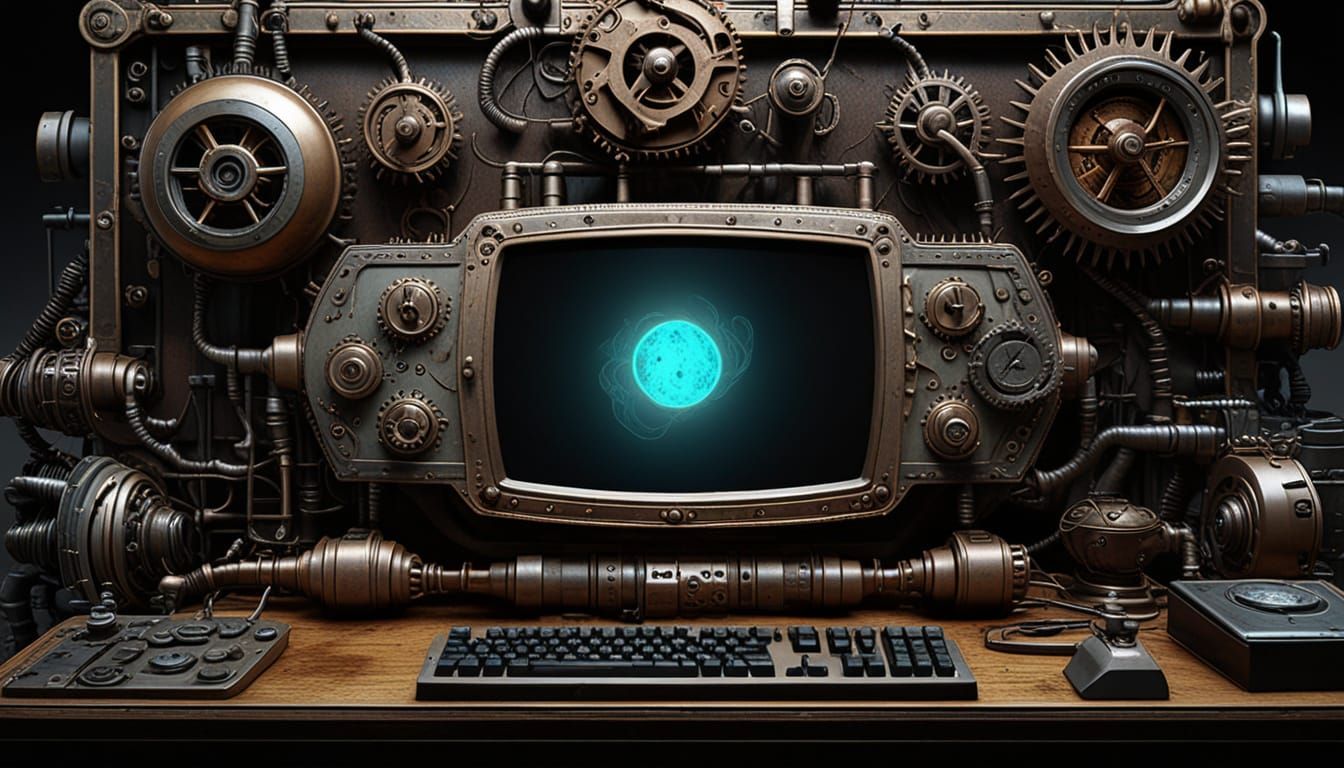 Steampunk-Inspired Visionary Works in a Forgotten Laboratory