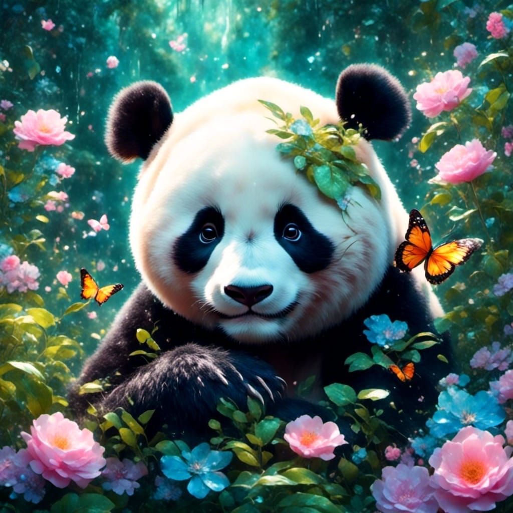 Dreamcore Pandas and Kiwis with Big Cute Eyes