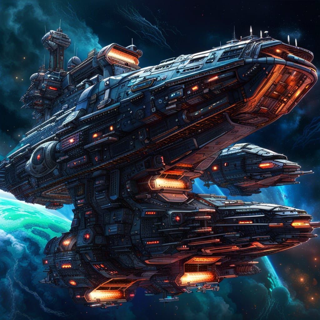 Hyperrealistic Sci-Fi Navy Space Fleet