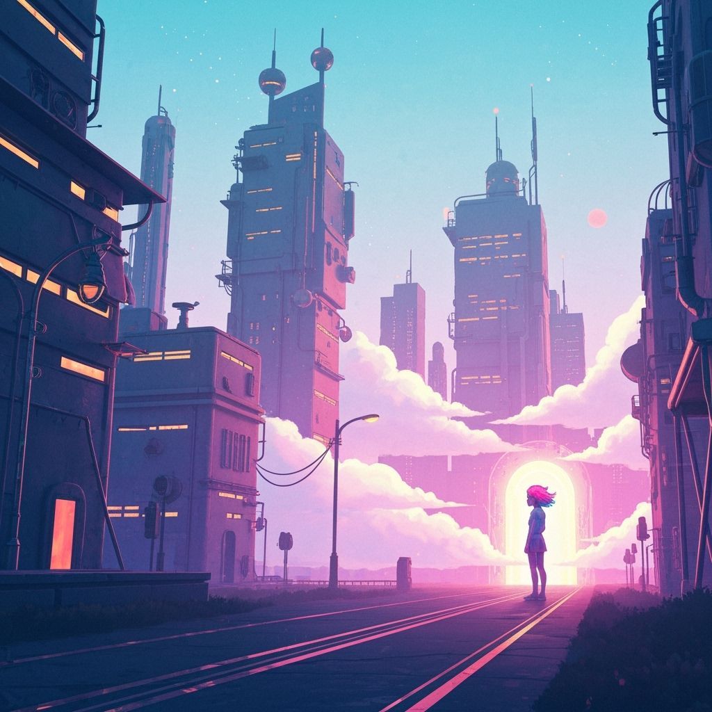 Dreamlike Futuristic Scene in Vibrant Colors