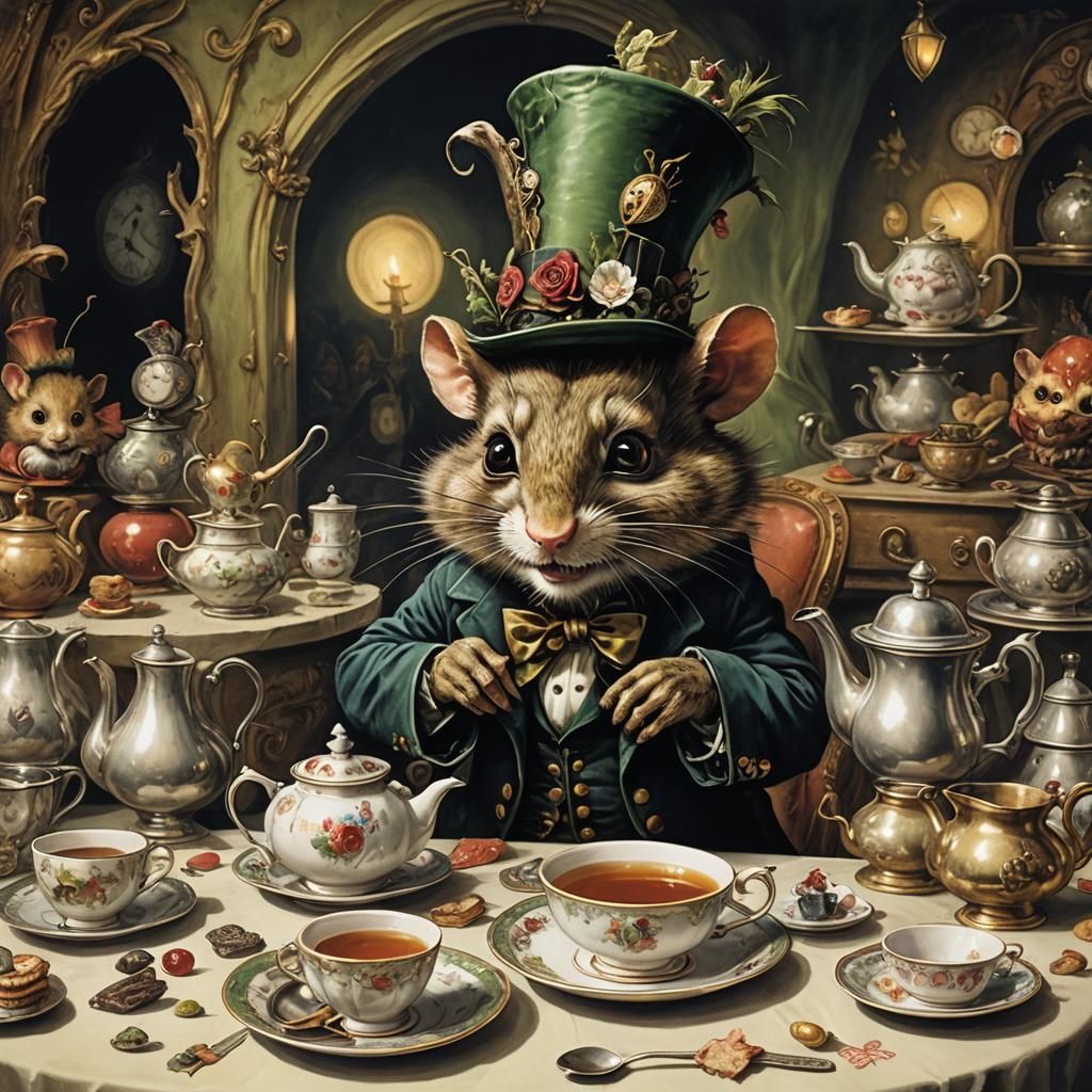 Dormouse's Macabre Tea Party in Wonderland