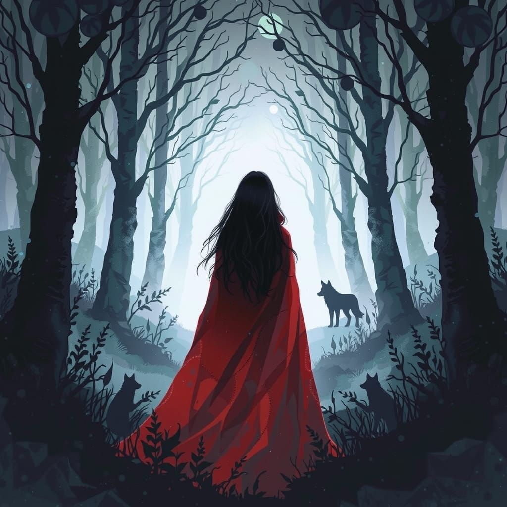 Red Riding Hood in Dark Fantasy Watercolor