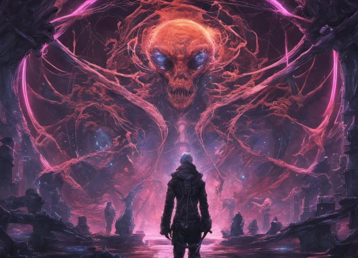 Alien Chains Shackling Will: Dark Futuristic Gothic Art